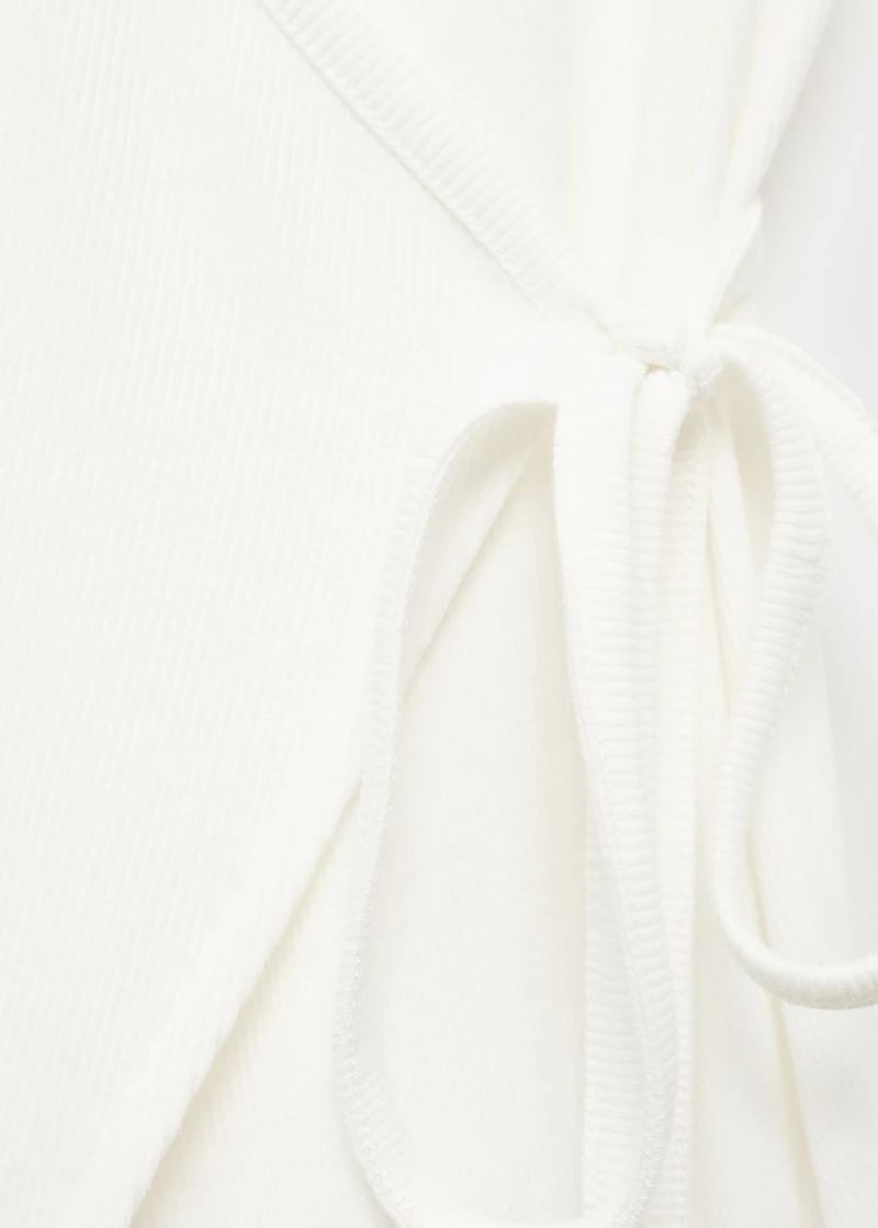 Rib-knit cardigan with tie