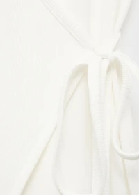 Rib-knit cardigan with tie