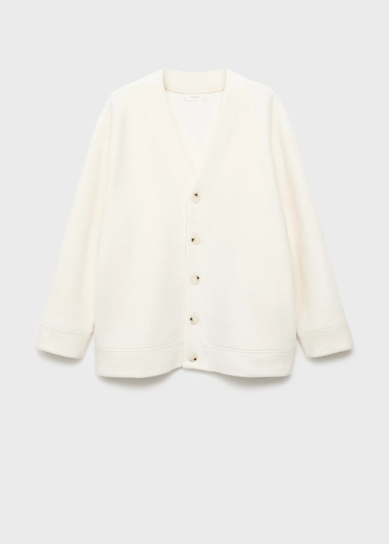 Cotton and wool cardigan with button fasteners