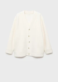 Cotton and wool cardigan with button fasteners