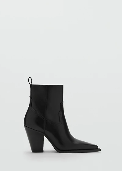Leather ankle boots with block heel