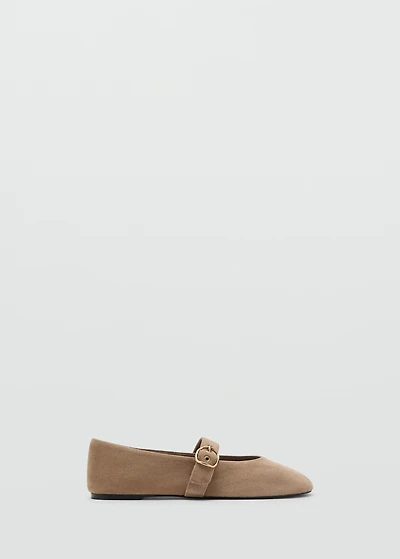 Suede leather ballet flats