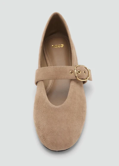 Suede leather ballet flats