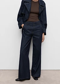 Wide-leg denim pants with belt loops