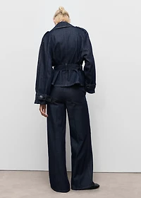 Wide-leg denim pants with belt loops