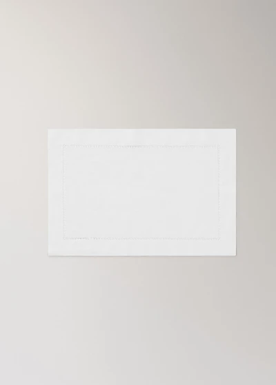 Embroidered hemstitched linen placemat