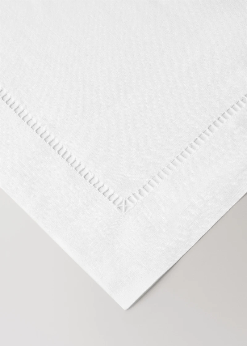 Embroidered hemstitched linen placemat
