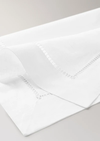 Embroidered hemstitched linen placemat