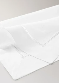 Embroidered hemstitched linen placemat