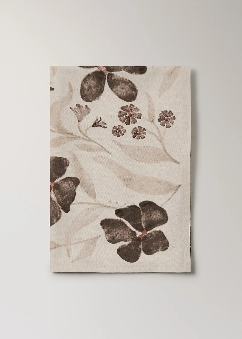 Linen floral-print tablecloth for 8 to 10 diners