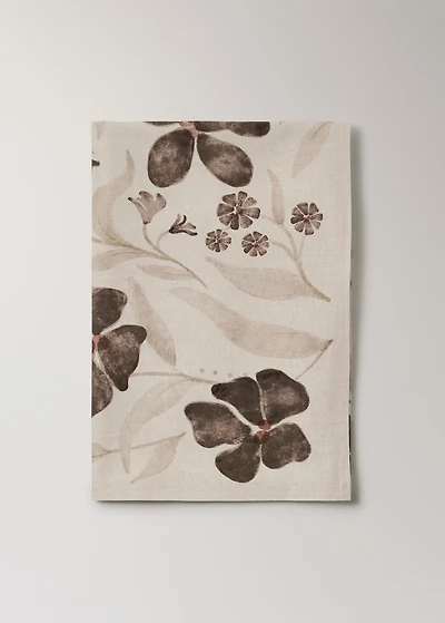 Linen floral-print tablecloth for 8 to 10 diners