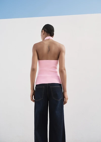 Halter-neck knitted top