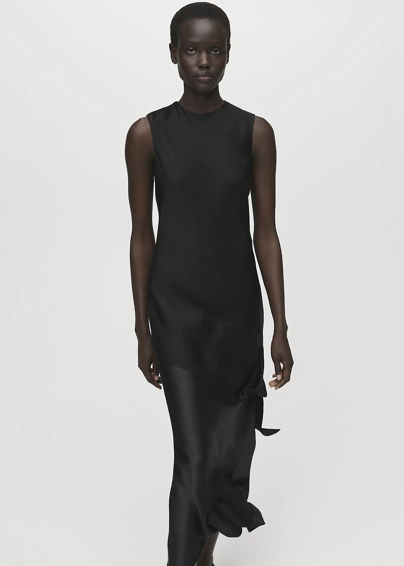 Asymmetrical satin top