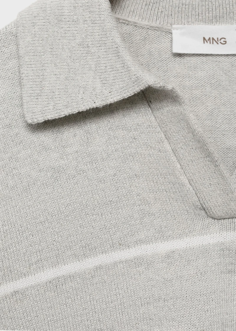 Striped polo-neck sweater