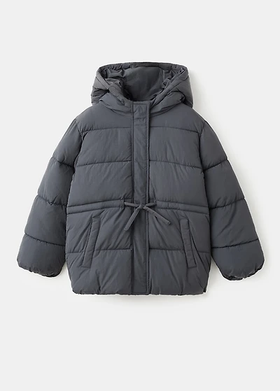 Hooded anorak with drawstring