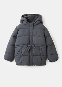 Hooded anorak with drawstring