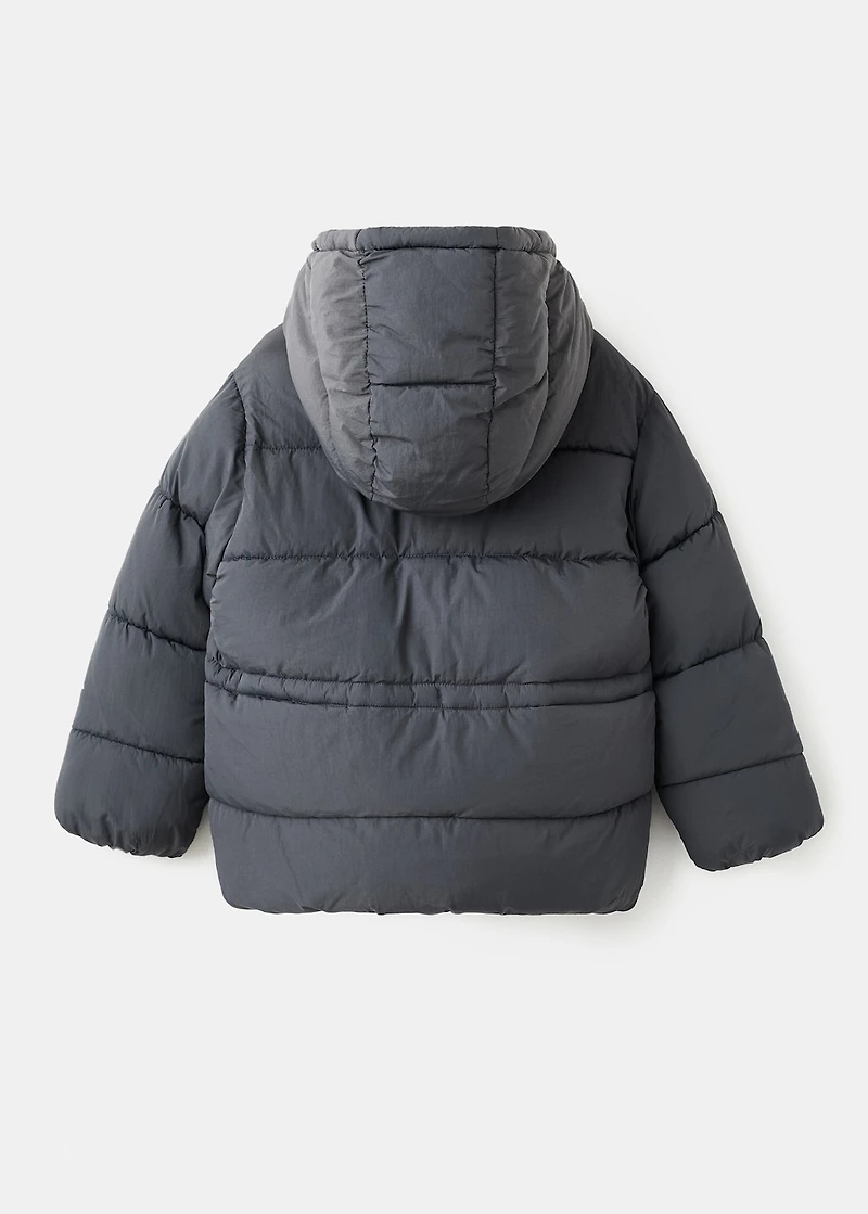 Hooded anorak with drawstring