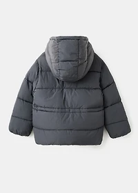 Hooded anorak with drawstring