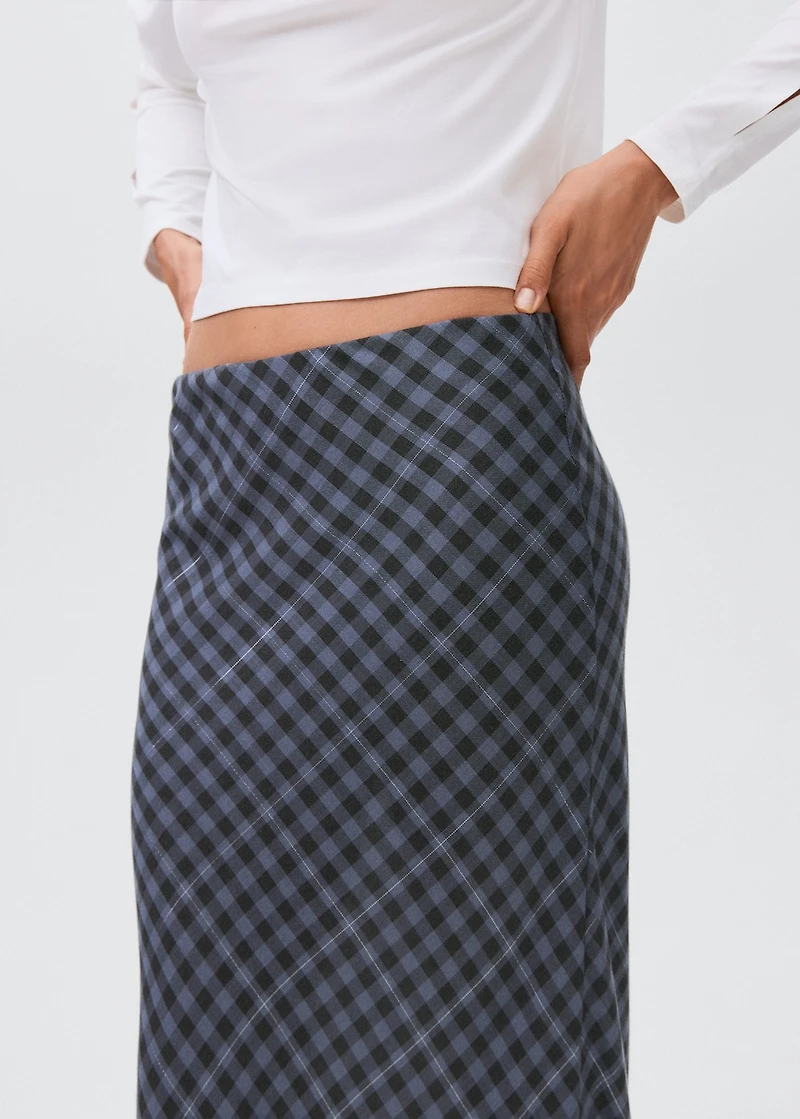 Checked long skirt