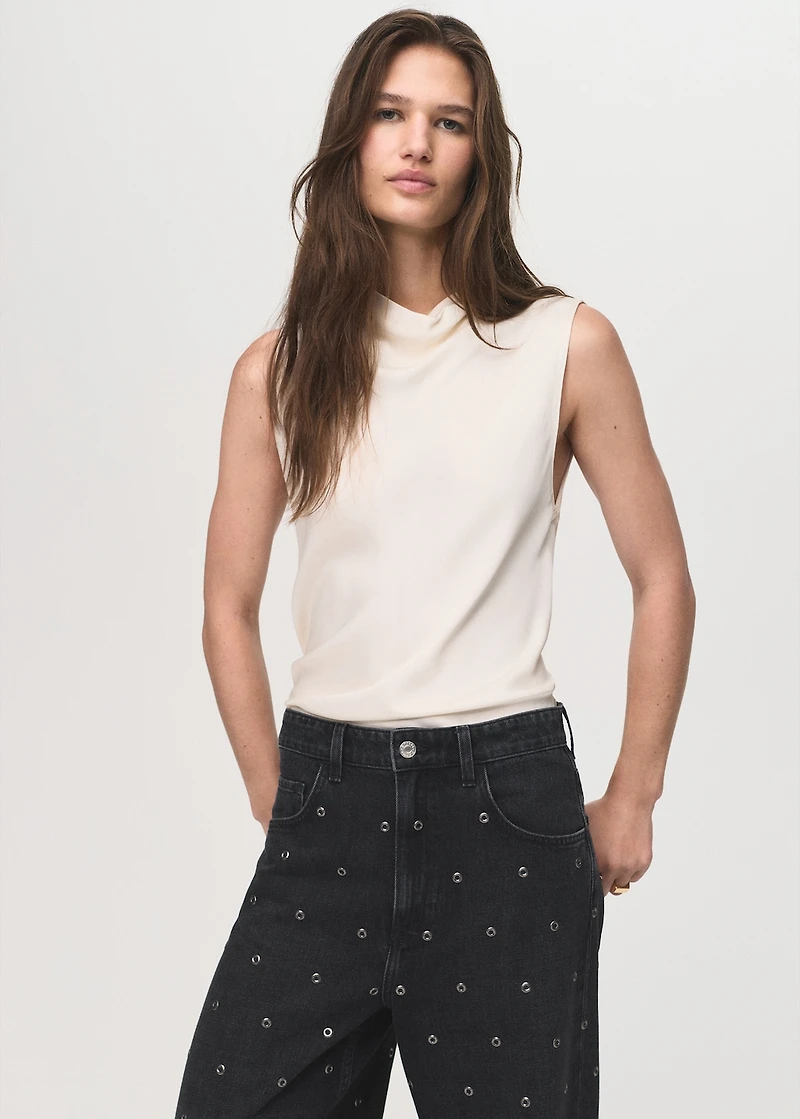 Barrel jeans with eyelets