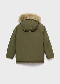 Anorak with shearling-effect hood