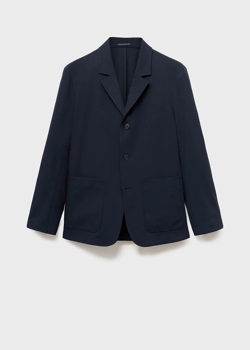 Slim-fit suit jacket with pockets