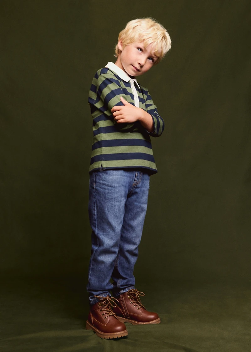 Striped cotton polo shirt