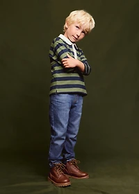 Striped cotton polo shirt