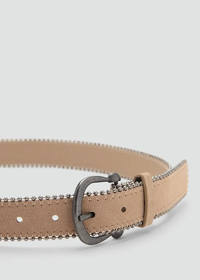 Suede belt with metal balls