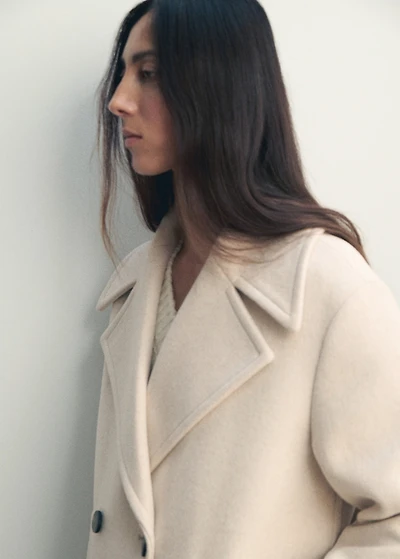 Double-breasted wool-blend coat