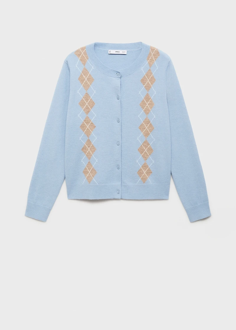 Argyle pattern knit cardigan