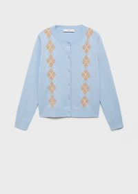 Argyle pattern knit cardigan