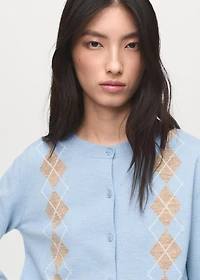 Argyle pattern knit cardigan