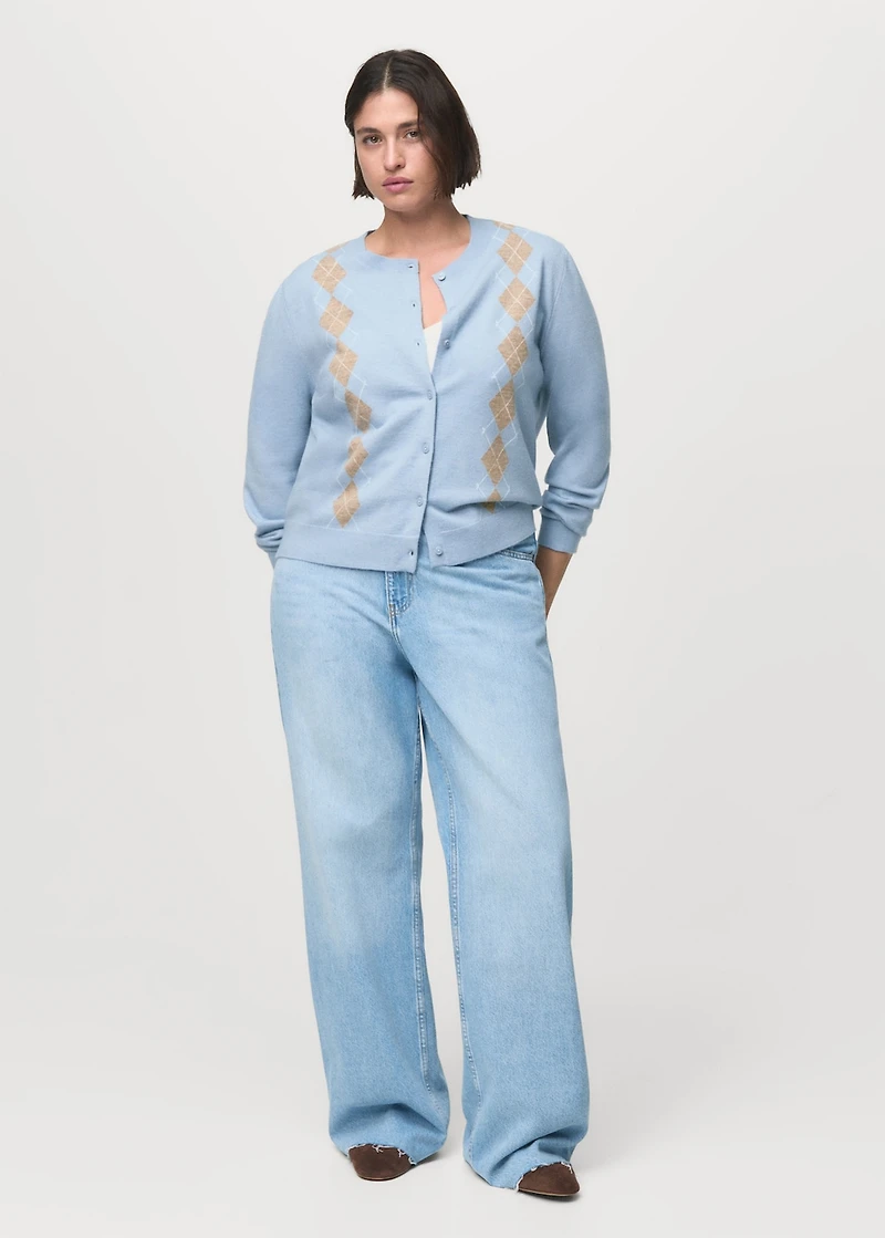 Argyle pattern knit cardigan