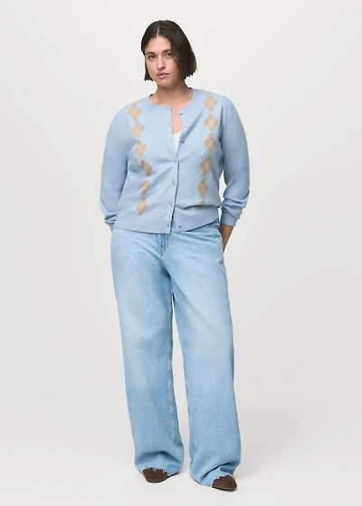 Argyle pattern knit cardigan