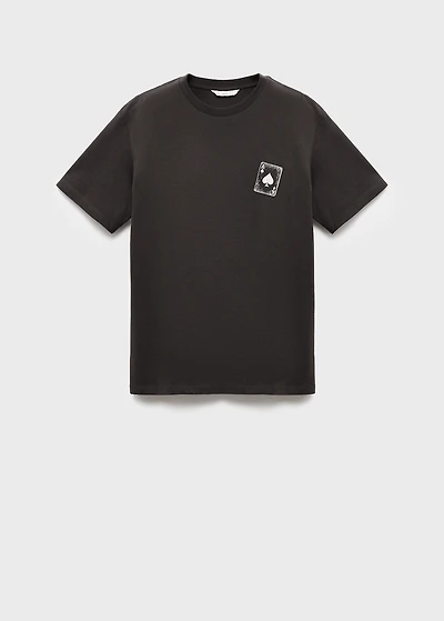 Printed cotton-blend t-shirt