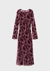 Floral jacquard dress with bell sleeves