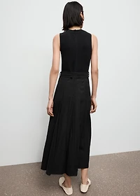 Combined woven dress with belt