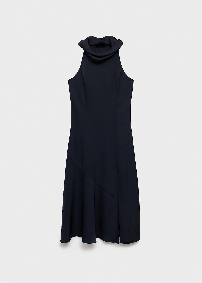 Draped neck dress with opening