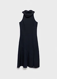 Draped neck dress with opening