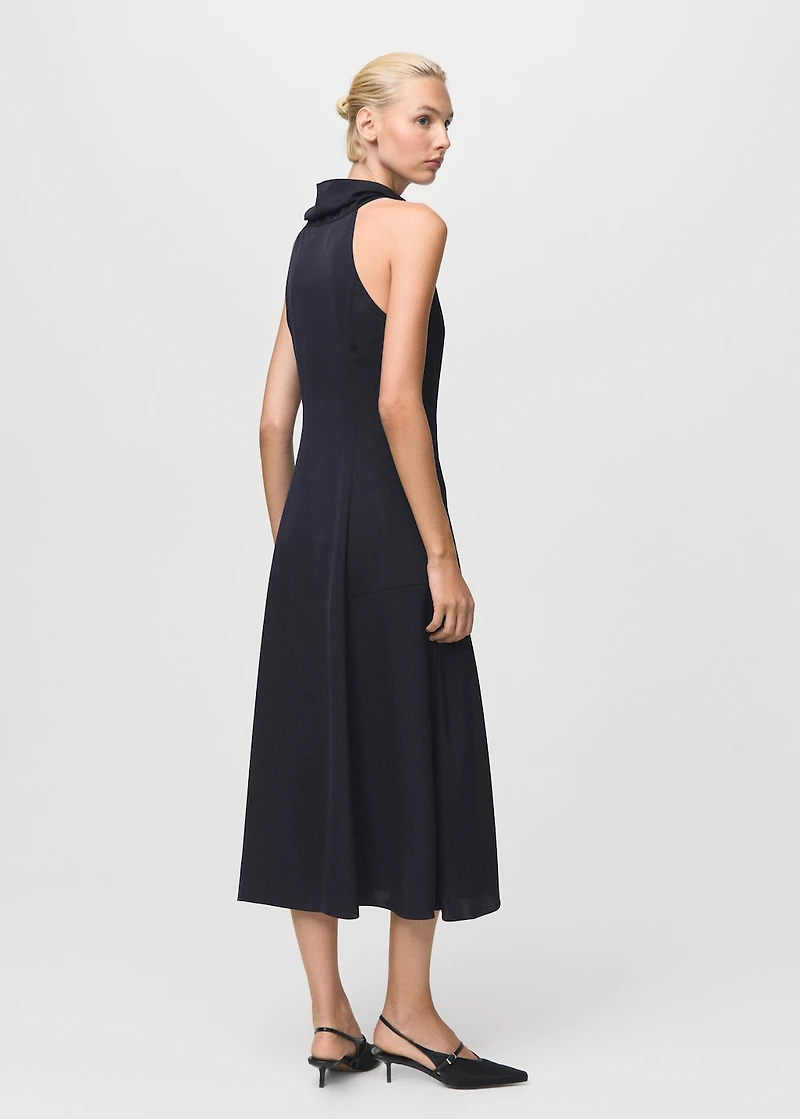 Draped neck dress with opening
