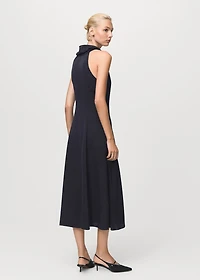 Draped neck dress with opening