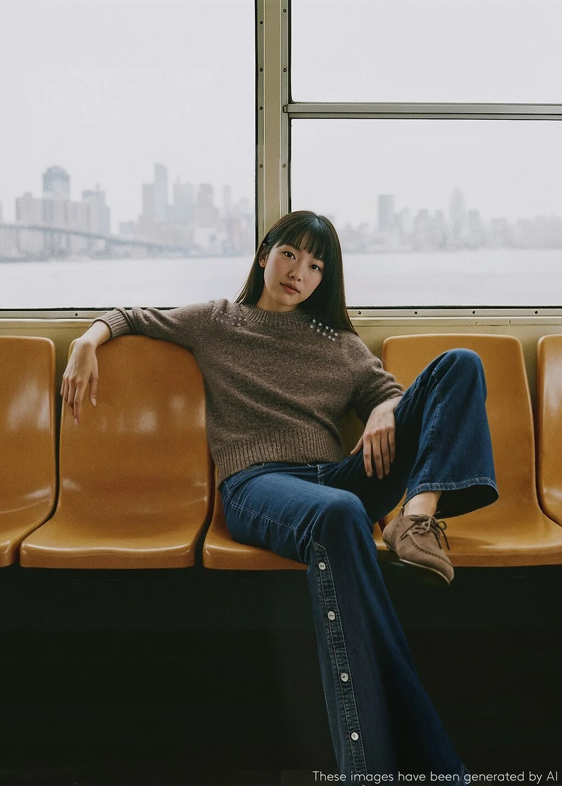 Wide leg jeans with cut-out