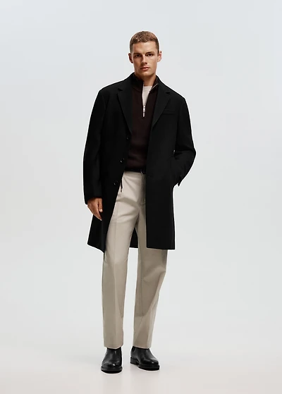 Regular fit pleated cotton pants