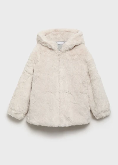 Hooded fur-effect coat