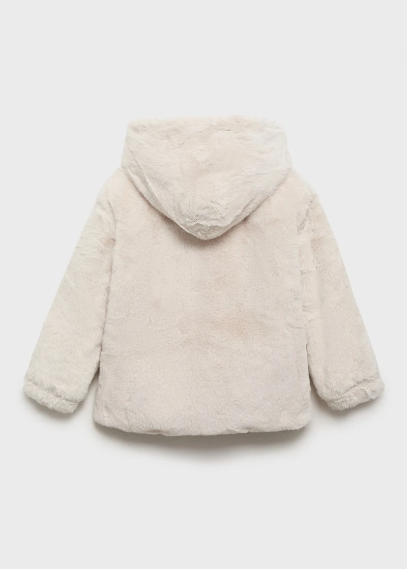 Hooded fur-effect coat