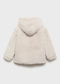 Hooded fur-effect coat