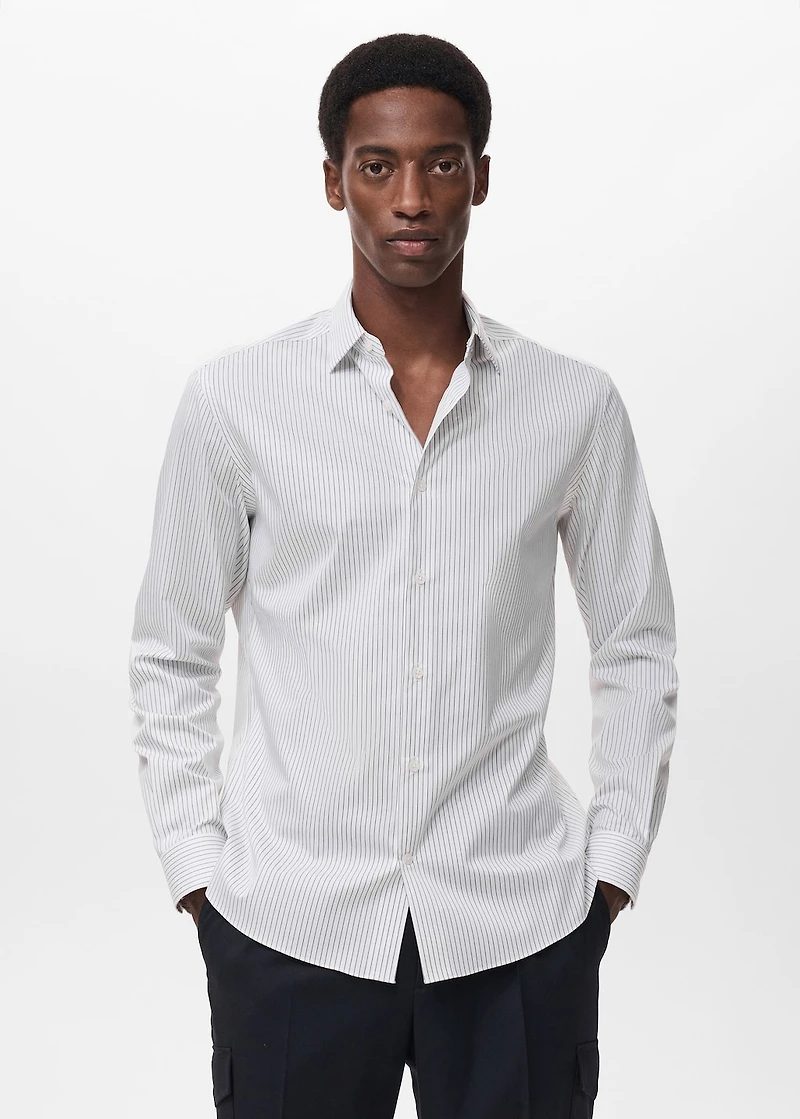 Regular-fit non-iron cotton striped shirt