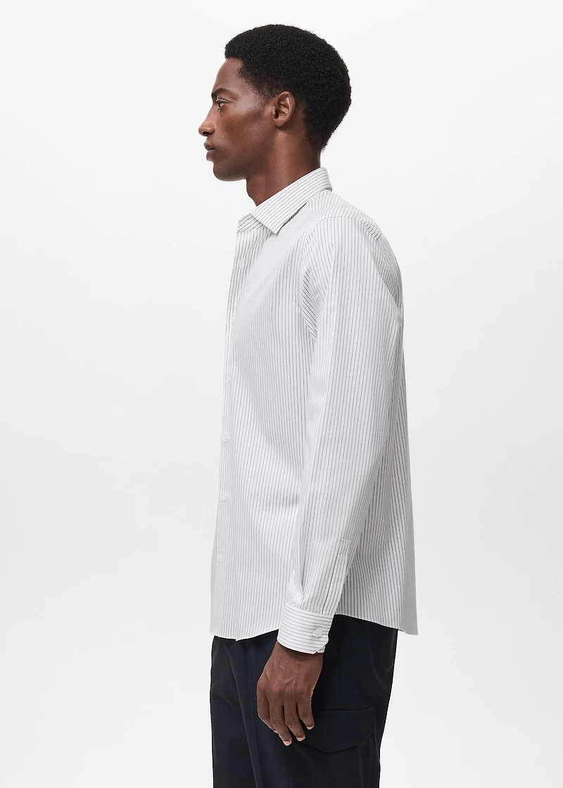 Regular-fit non-iron cotton striped shirt