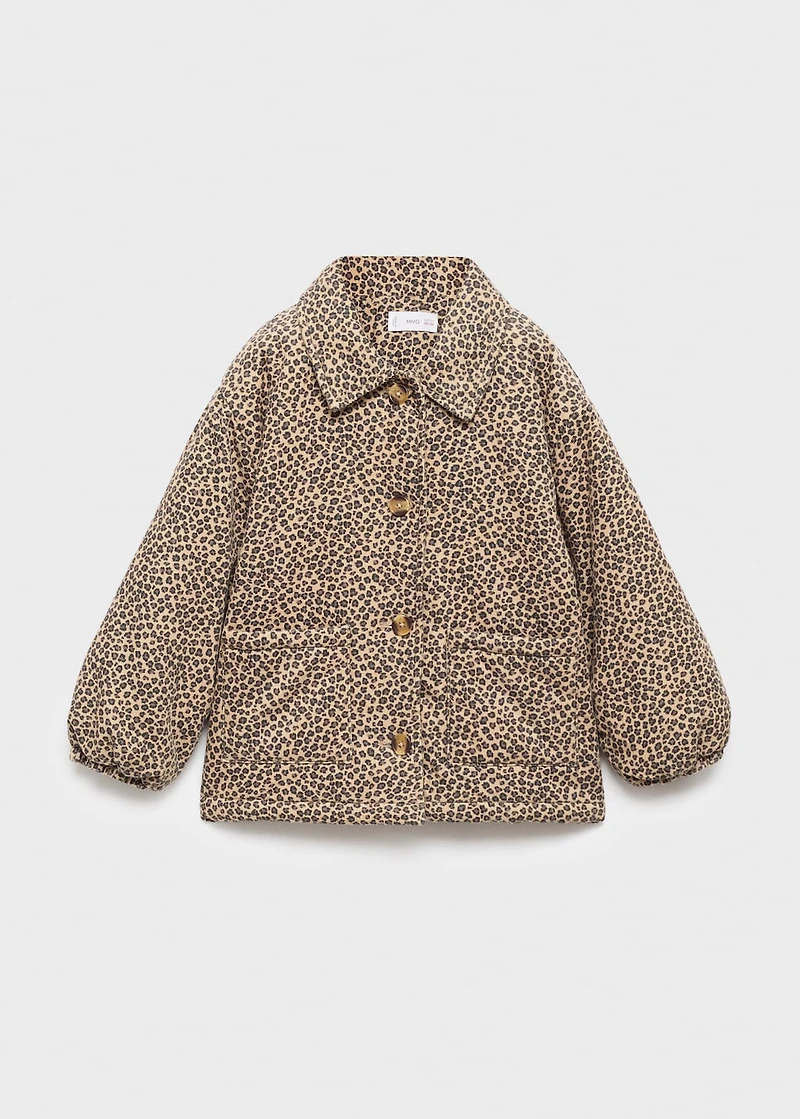 Leopard-print corduroy coat